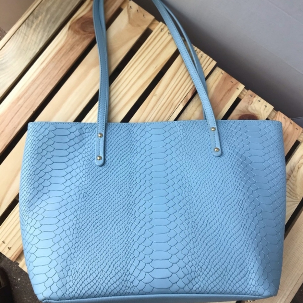 GiGi New York Taylor Tote - Python - Light Blue